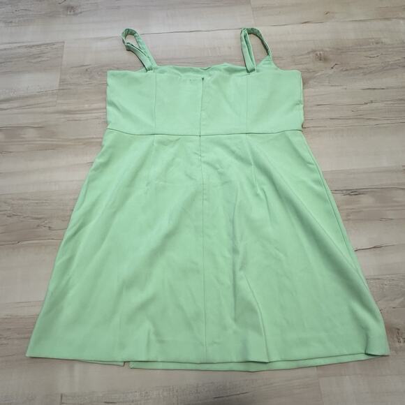 French Connection Women L Dress Mini Square Neck Adjustable Strap Lime Green - Picture 3 of 11